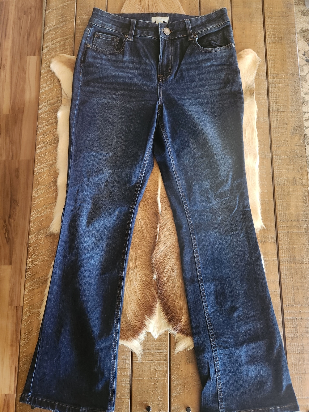 Dark Blue High-Rise Flared Jeans - Maurice's Classic Dark Wash